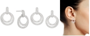 Macy's Cubic Zirconia Double Hoop Drop Earrings in Sterling Silver